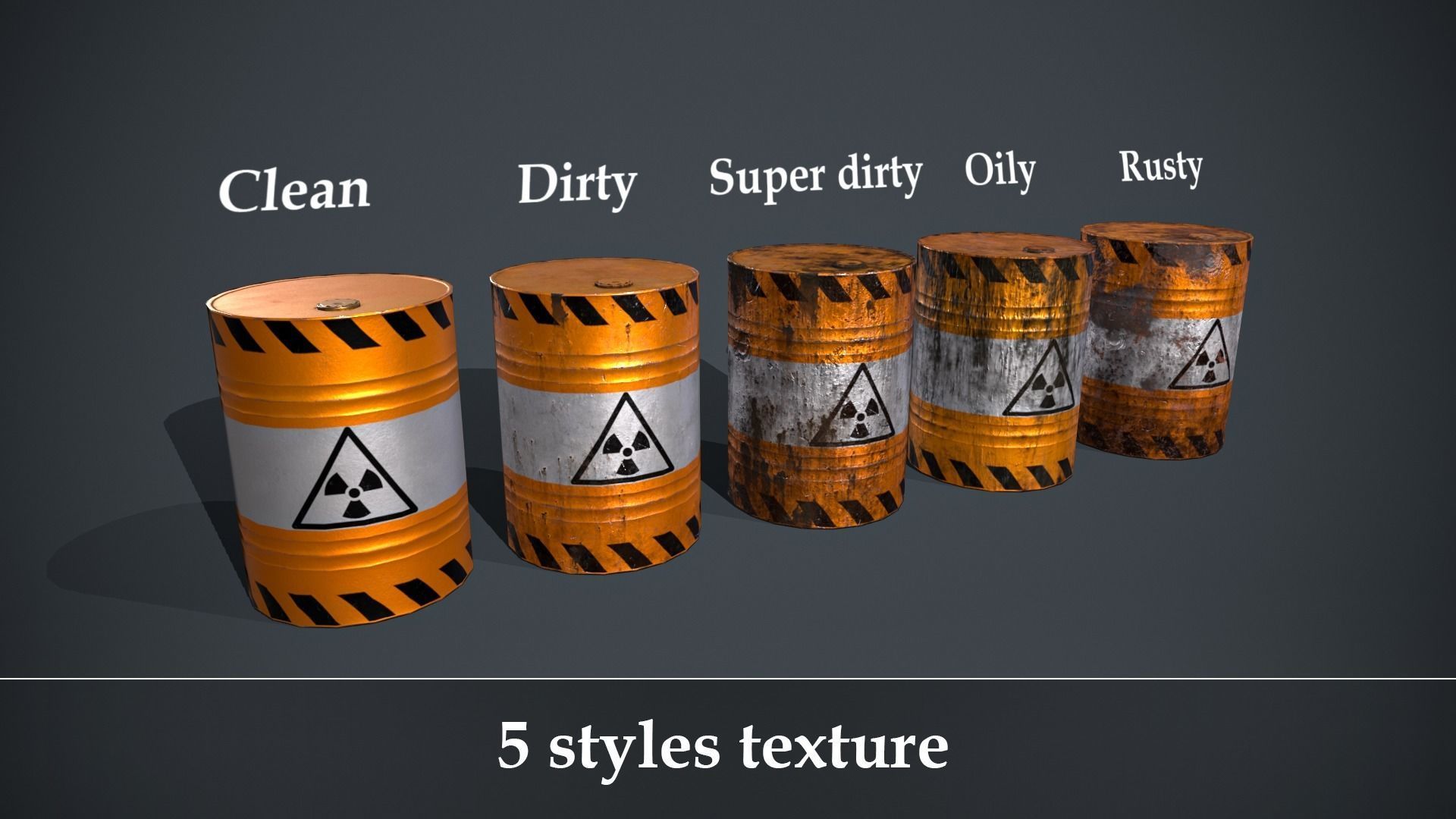 Metal Barrels Low-poly 3D model_4