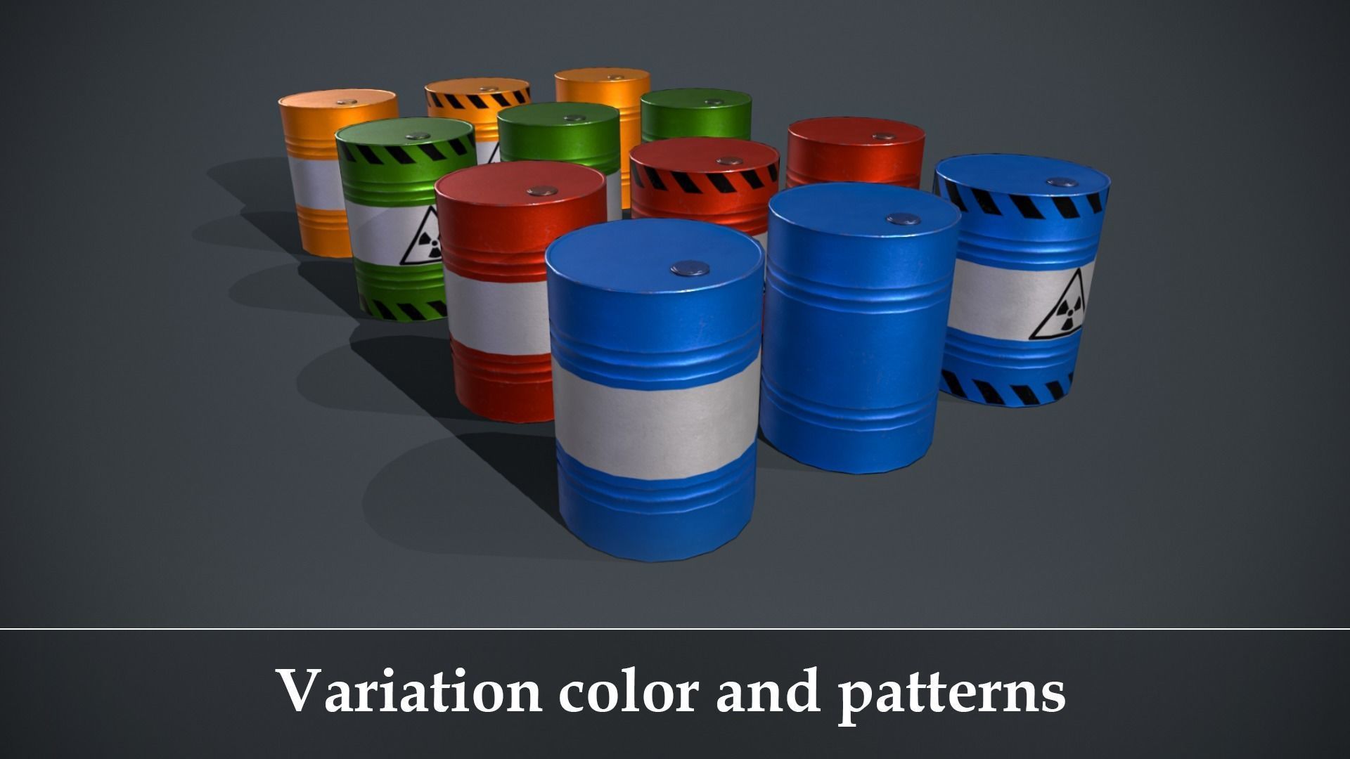Metal Barrels Low-poly 3D model_6