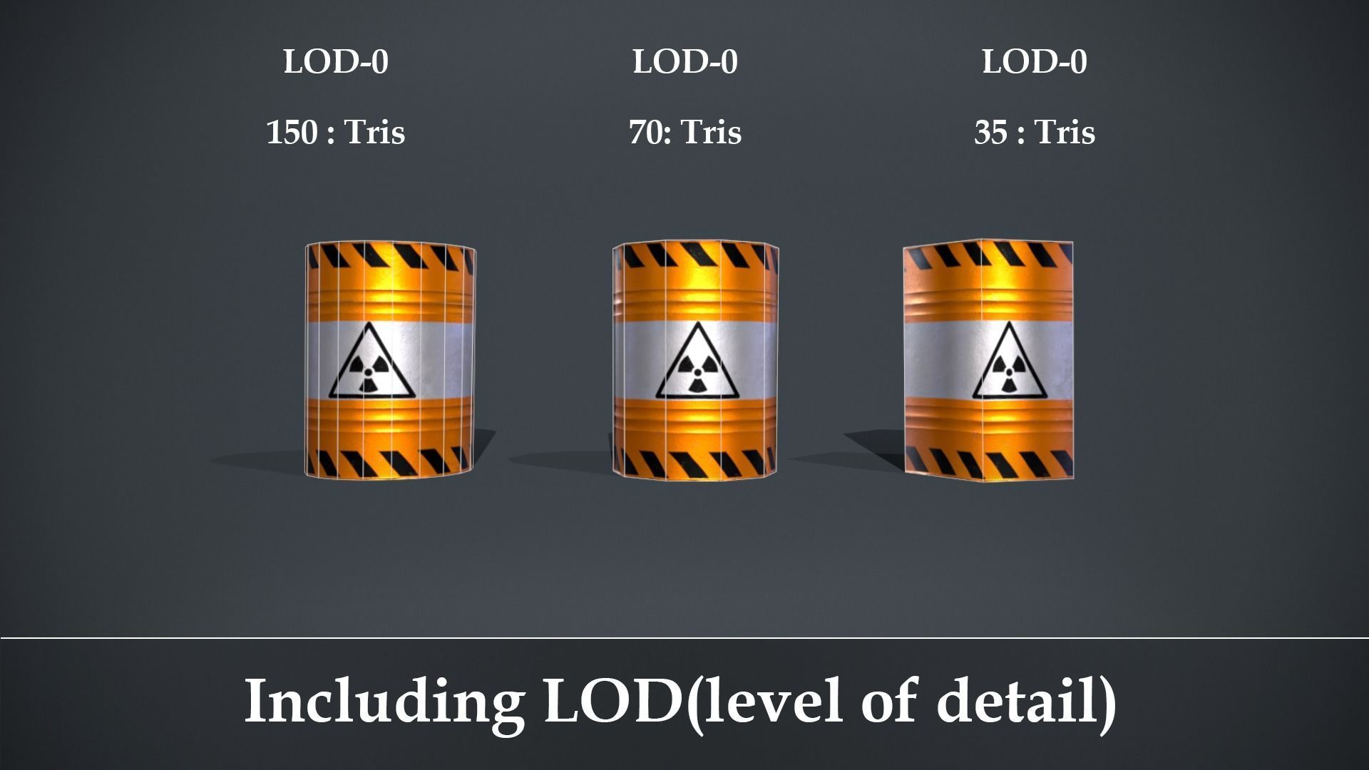 Metal Barrels Low-poly 3D model_3