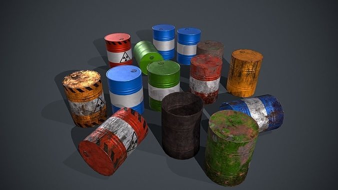 Metal Barrels Low-poly 3D model