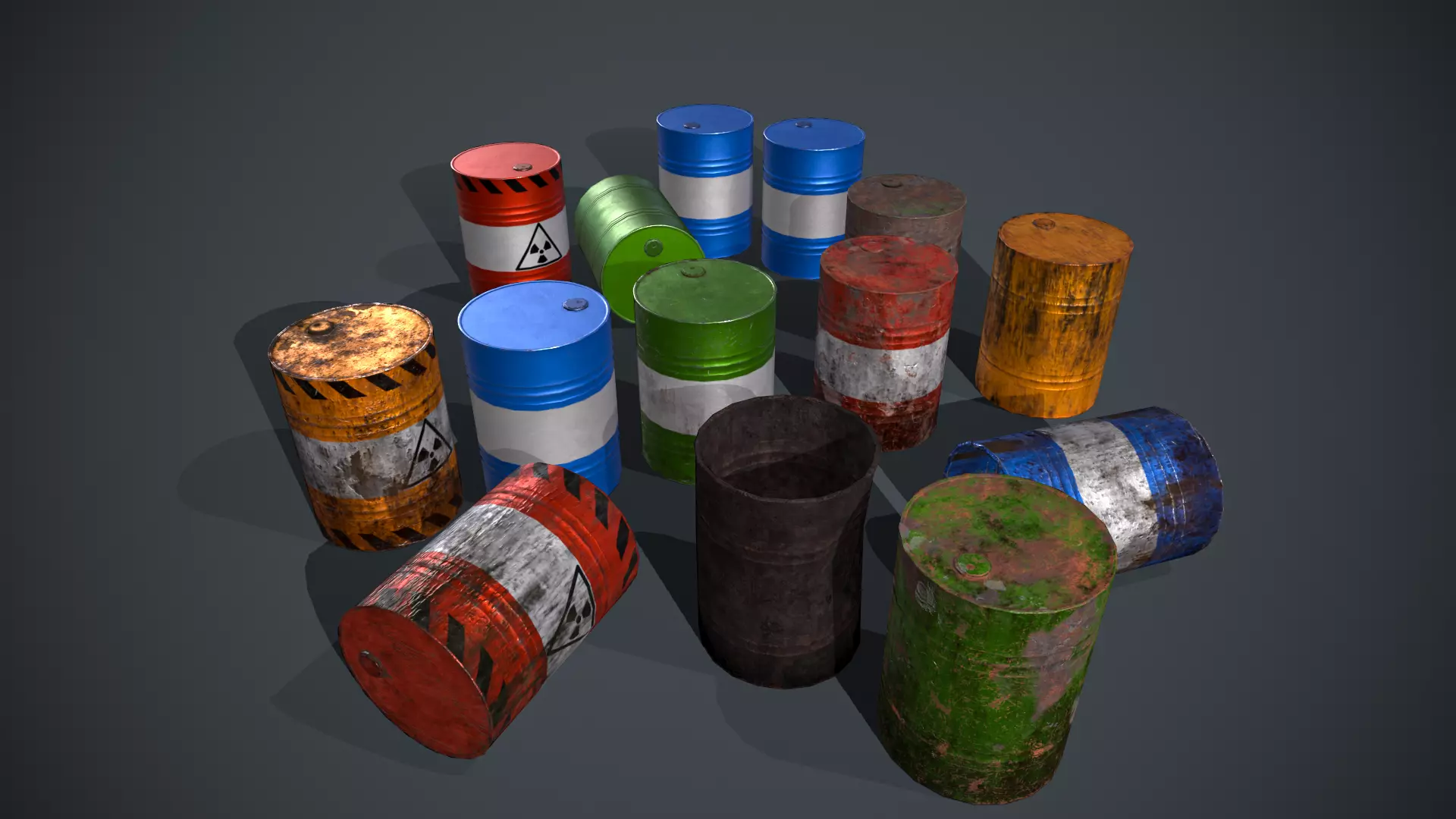 Metal Barrels Low-poly 3D model_0