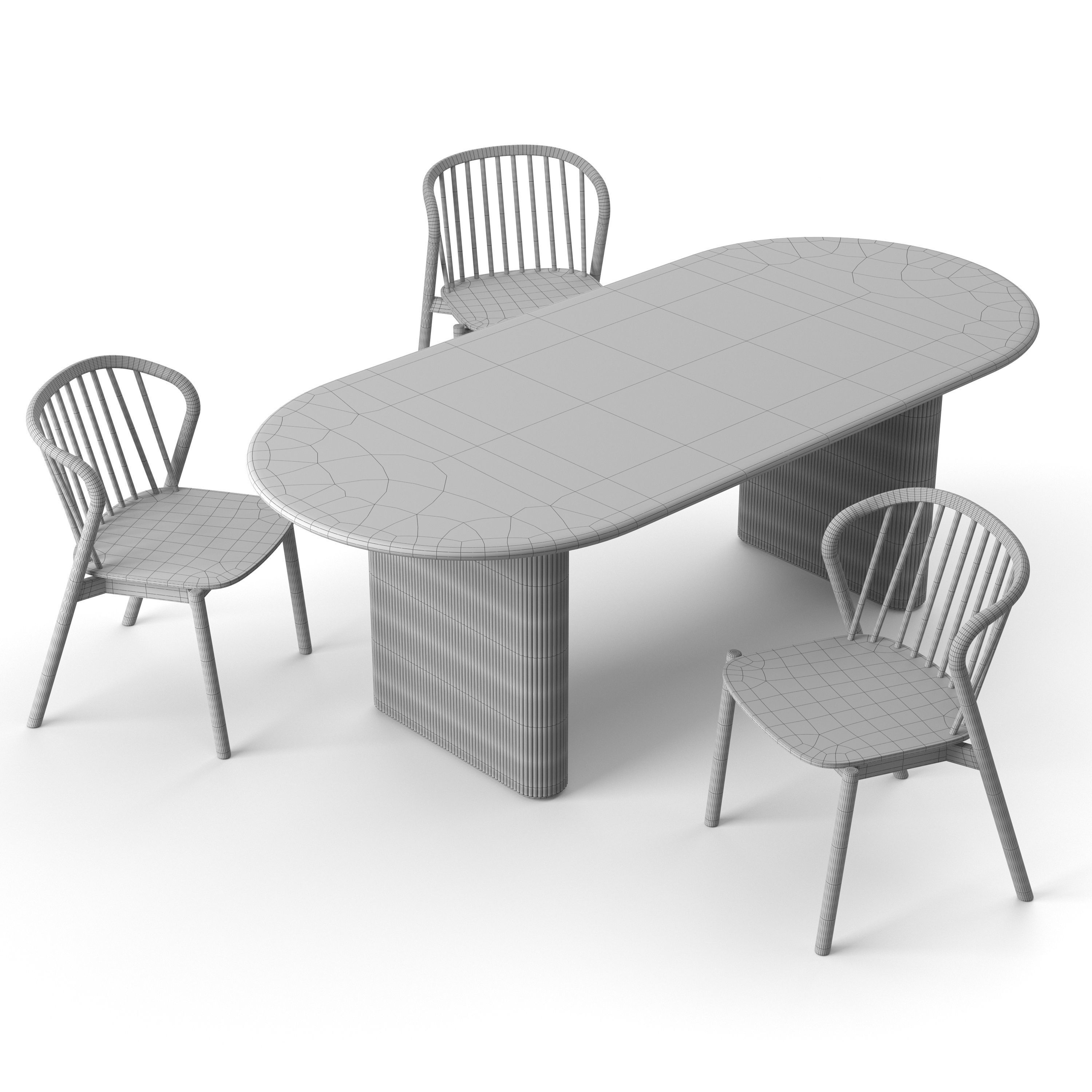 Table and chairs MADE 3D model_7