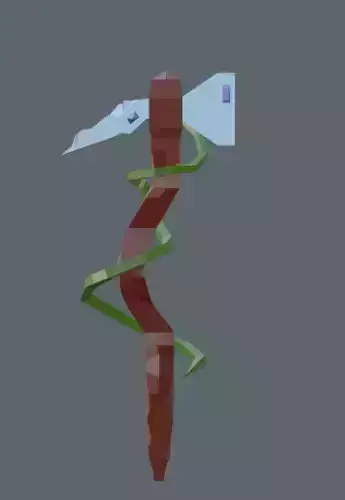 Low poly axe sword with leaves