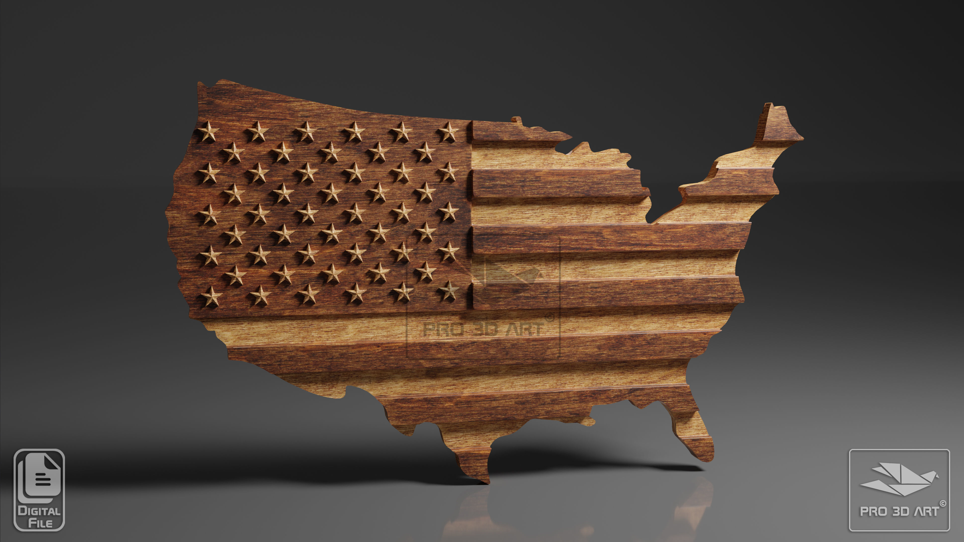 USA Flag and Map Pack - Files for CNC 3D model_3