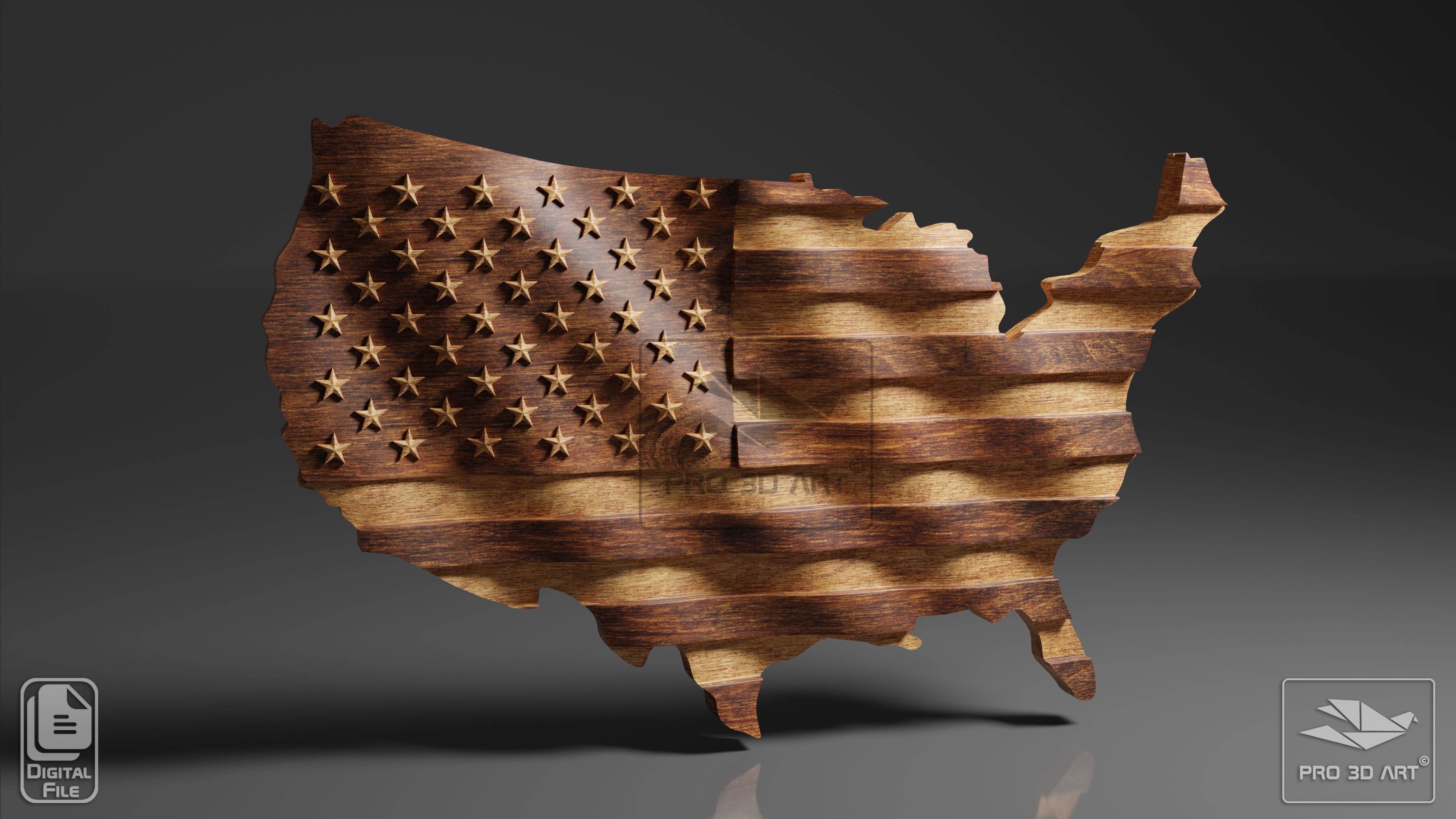 USA Flag and Map Pack - Files for CNC 3D model_2