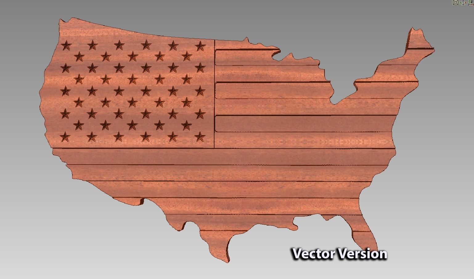 USA Flag and Map Pack - Files for CNC 3D model_5