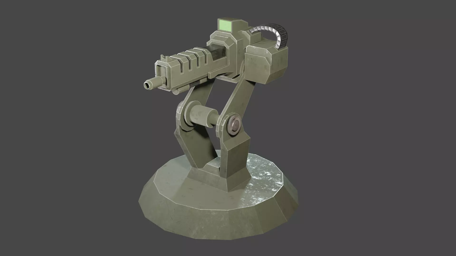 Machine Gun Turrent low poly PBR for game ready Low-poly 3D model