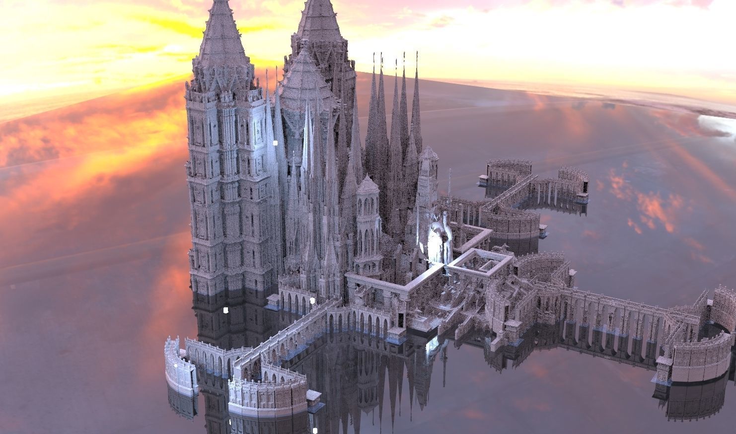 Atlantean Temple structure Hive complex 3D 3D model_1