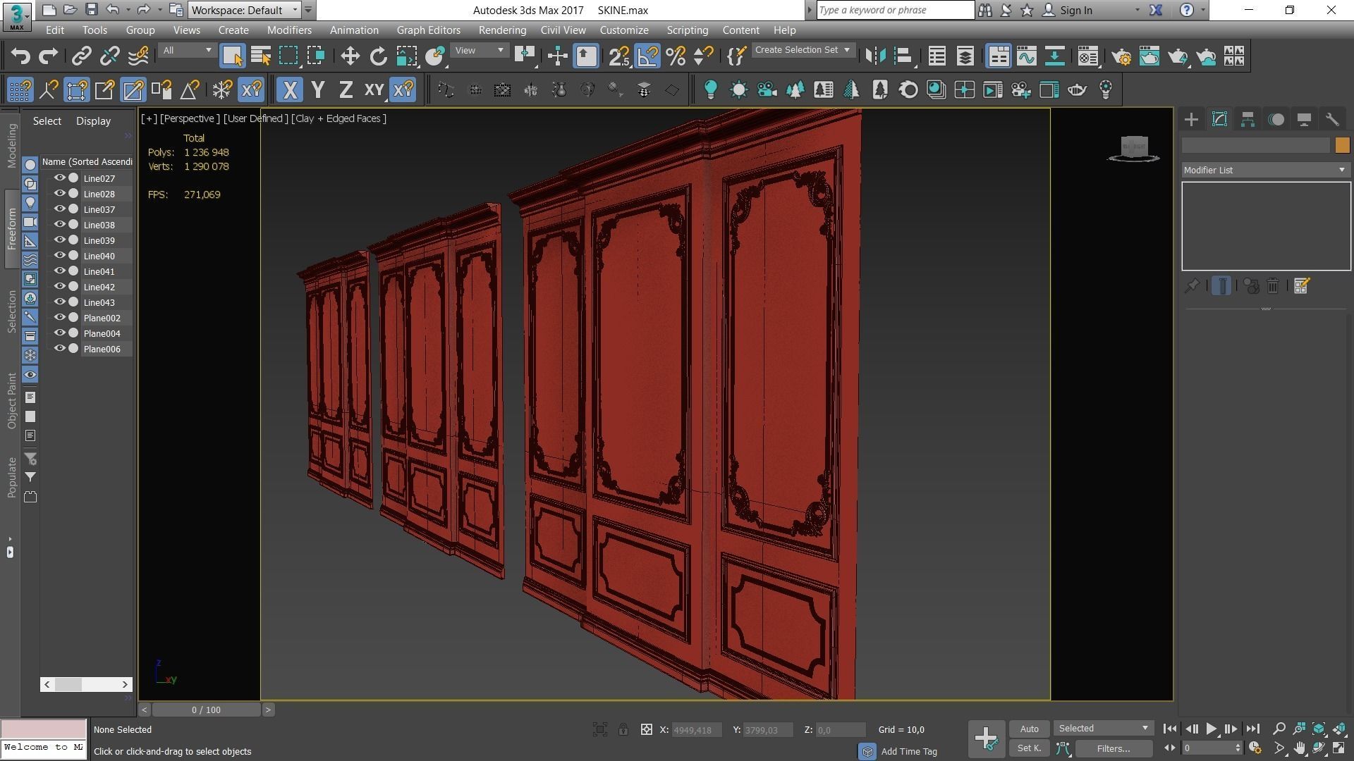 Wall Molding  Low-poly 3D model_11