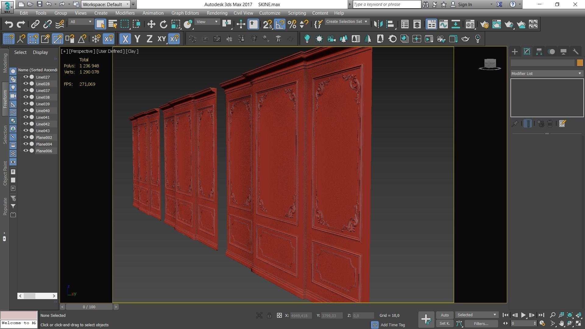 Wall Molding  Low-poly 3D model_14