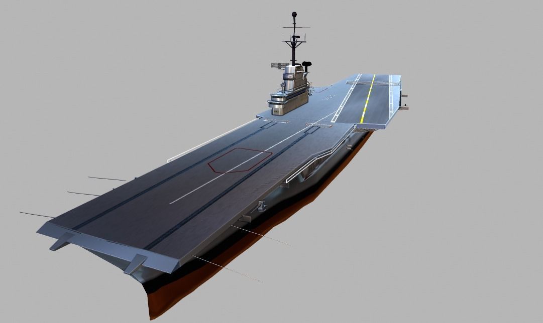 USS Lexington Aircraft Carrier Low-poly 3D model_1
