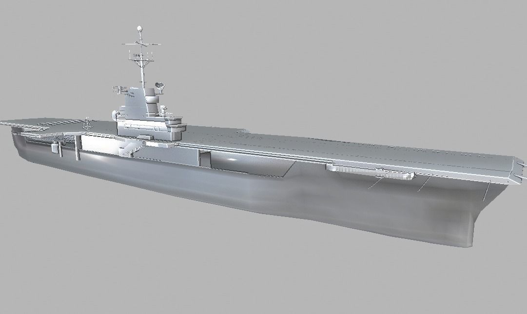 USS Lexington Aircraft Carrier Low-poly 3D model_3
