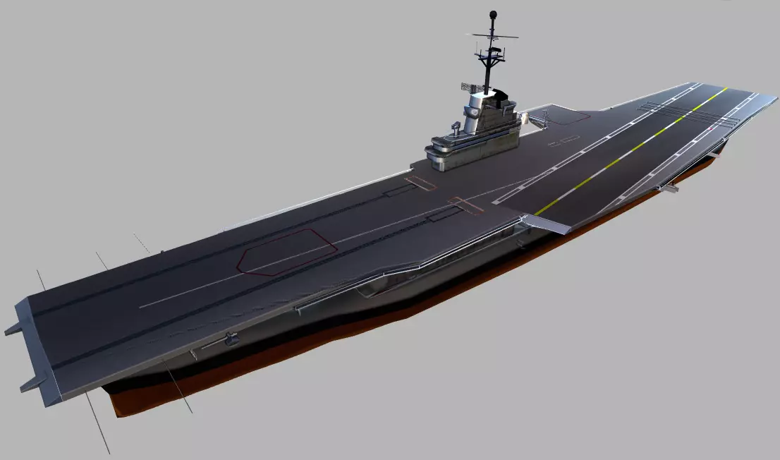 USS Lexington Aircraft Carrier Low-poly 3D model_0