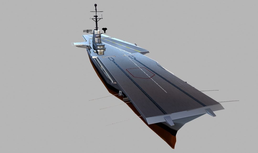 USS Lexington Aircraft Carrier Low-poly 3D model_12