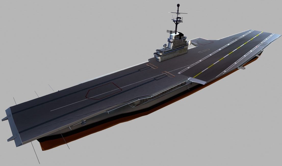 USS Lexington Aircraft Carrier Low-poly 3D model_5
