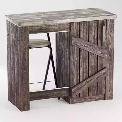 Wooden kitchen island-2 - Bar counter 3D model