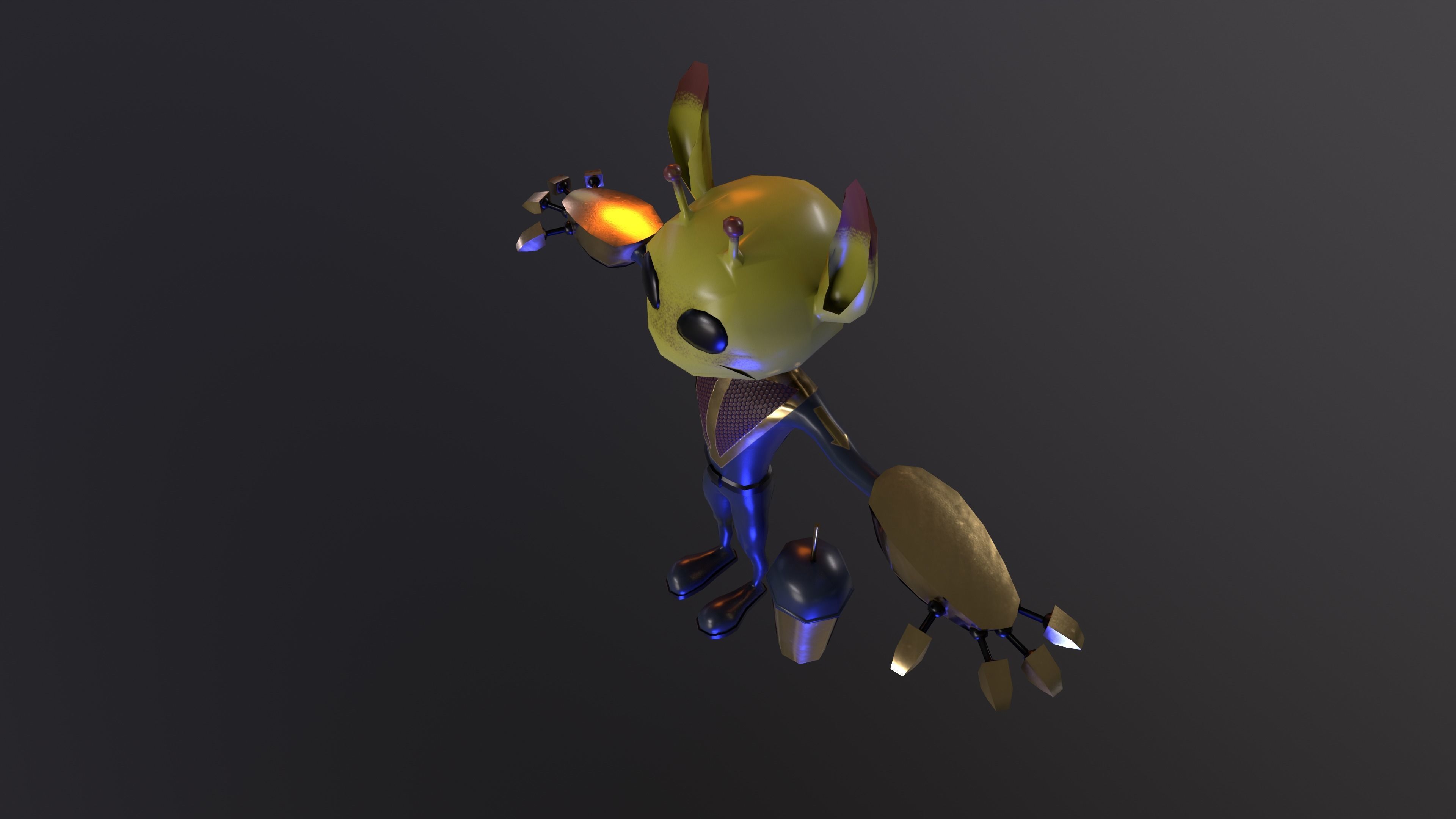 Alien ufo monster man game ready pbr 3d model Low-poly 3D model_8