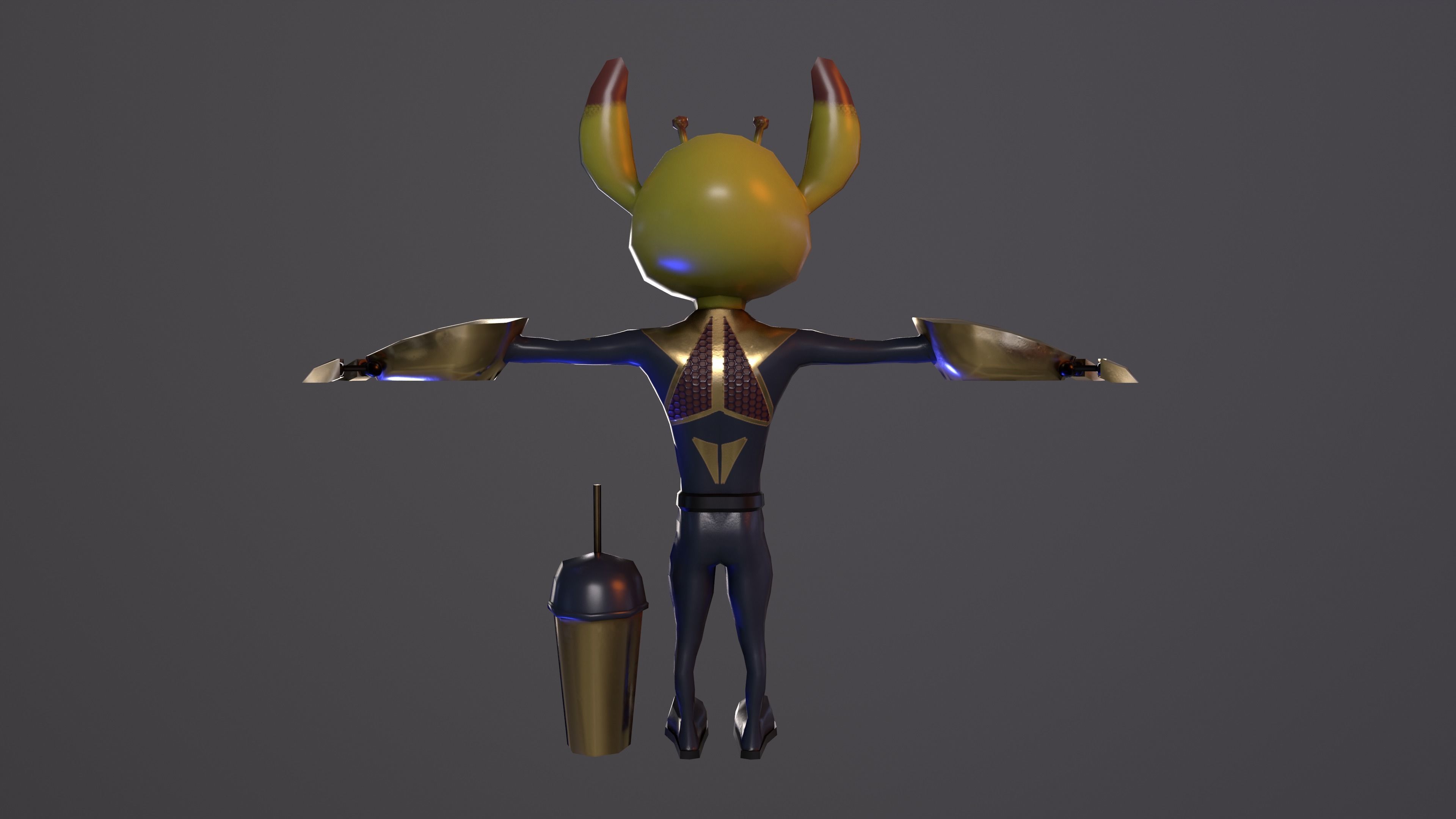 Alien ufo monster man game ready pbr 3d model Low-poly 3D model_6