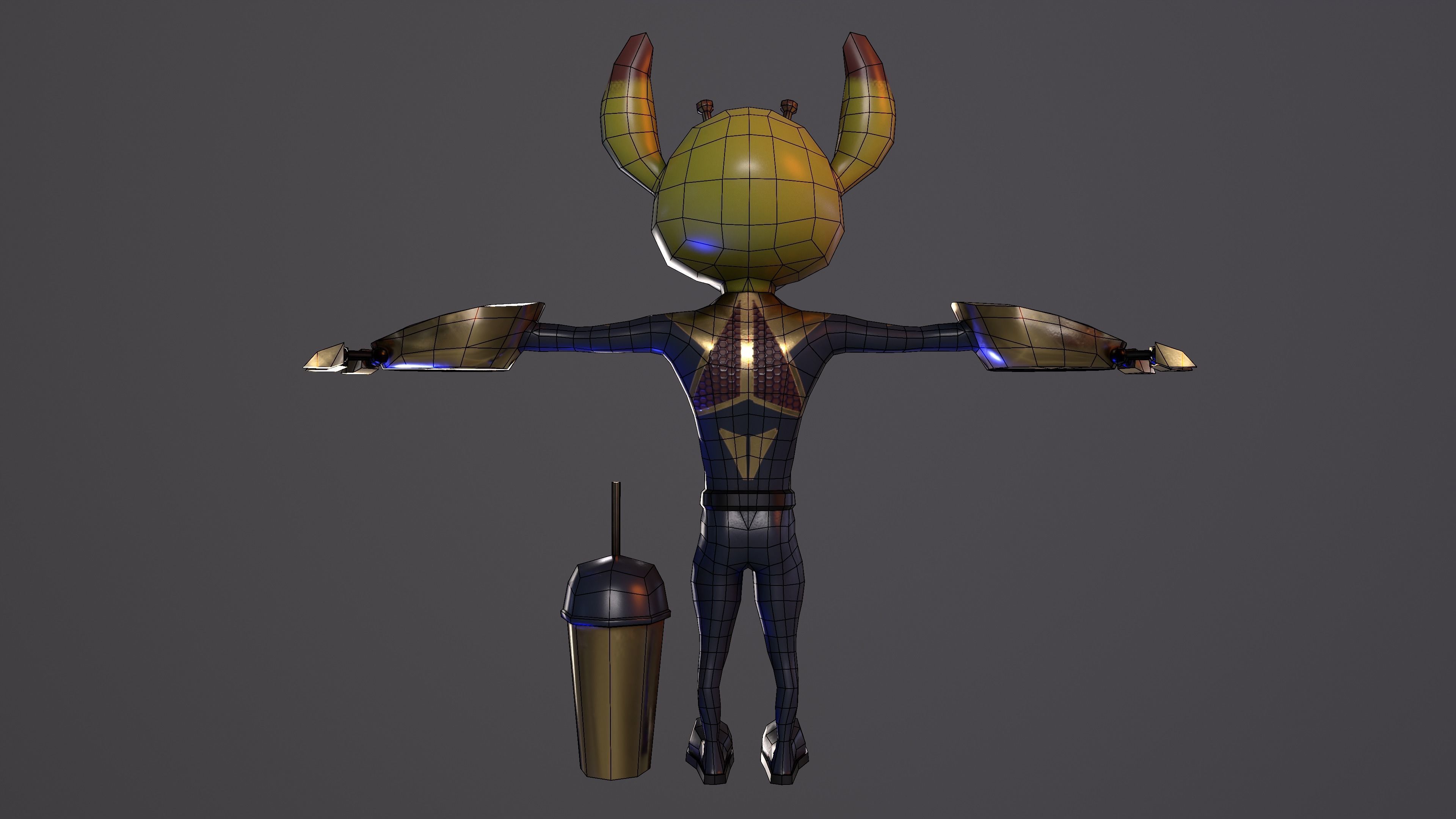 Alien ufo monster man game ready pbr 3d model Low-poly 3D model_11