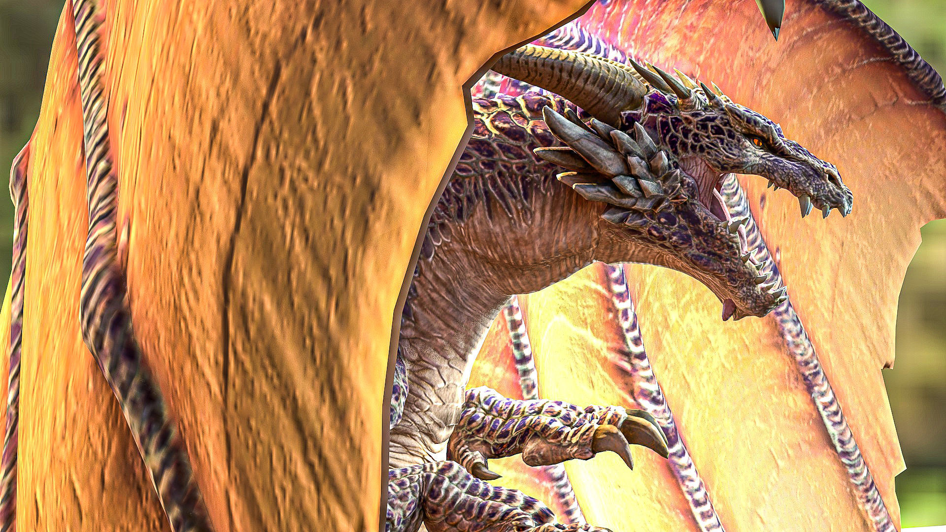 Dragon orange flying Low-poly 3D model_2