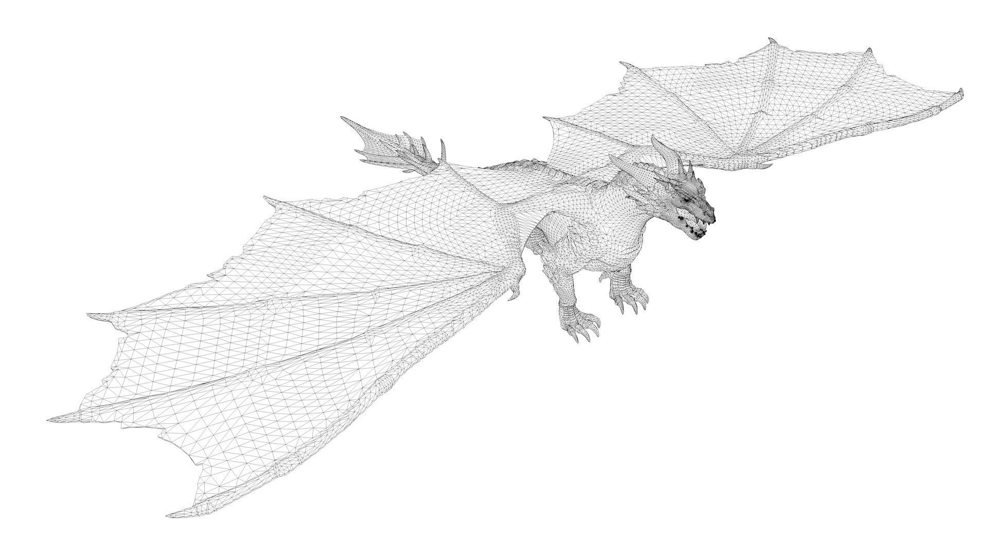 Dragon orange flying Low-poly 3D model_7