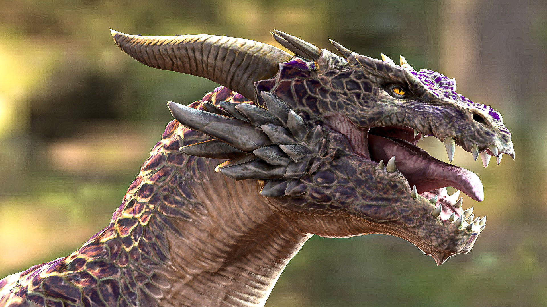 Dragon orange flying Low-poly 3D model_4