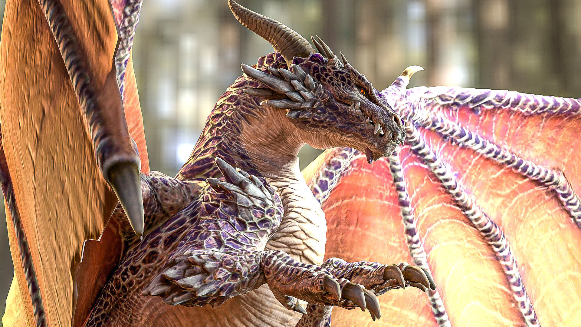 Dragon orange flying Low-poly 3D model_1