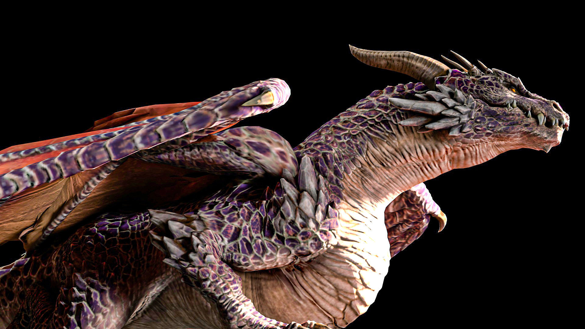 Dragon orange flying Low-poly 3D model_3