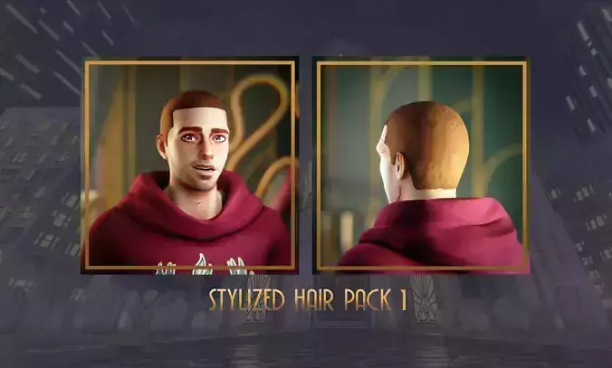 Stylized Hair with Handpainted Textures 1 Low-poly 3D model