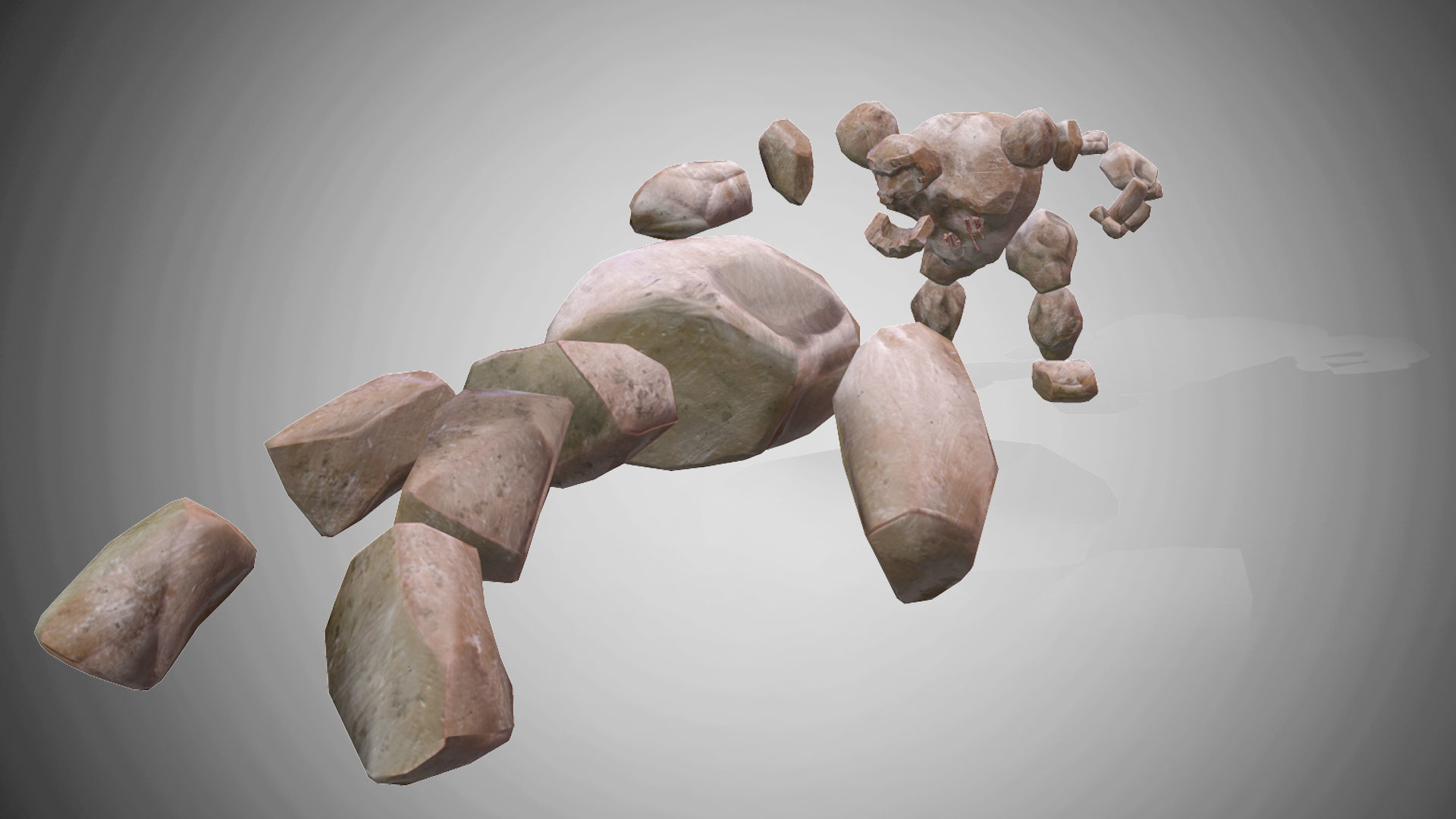 Golem - 4 set skins 18 animations Low-poly 3D model_3