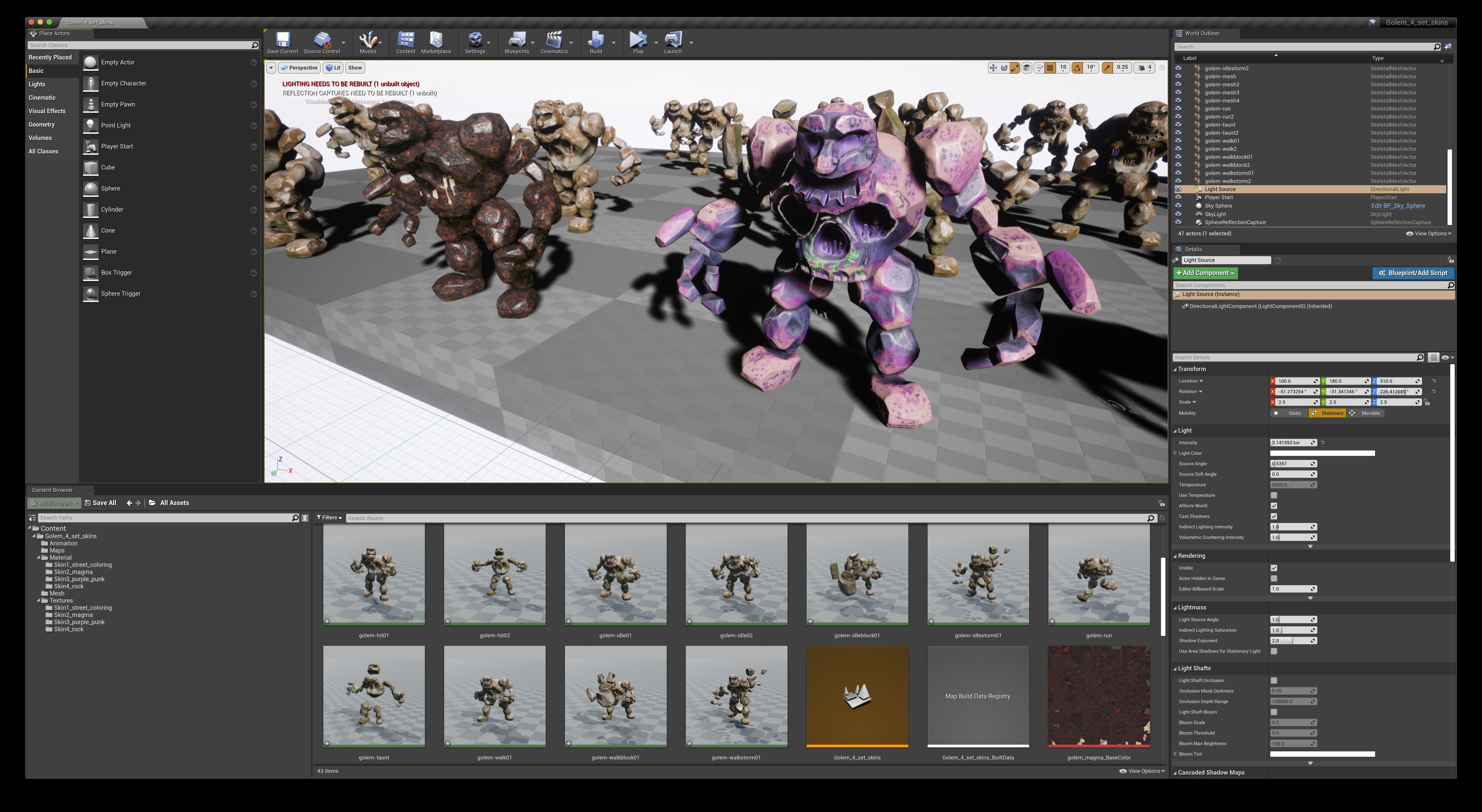Golem - 4 set skins 18 animations Low-poly 3D model_14