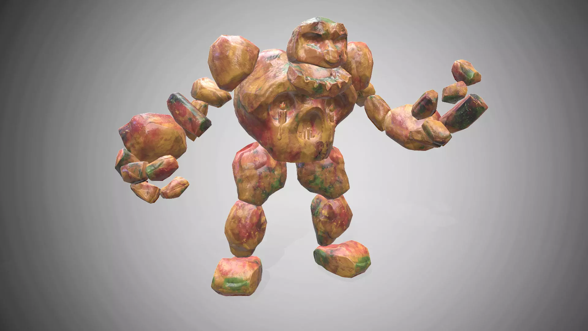 Golem - 4 set skins 18 animations Low-poly 3D model_0