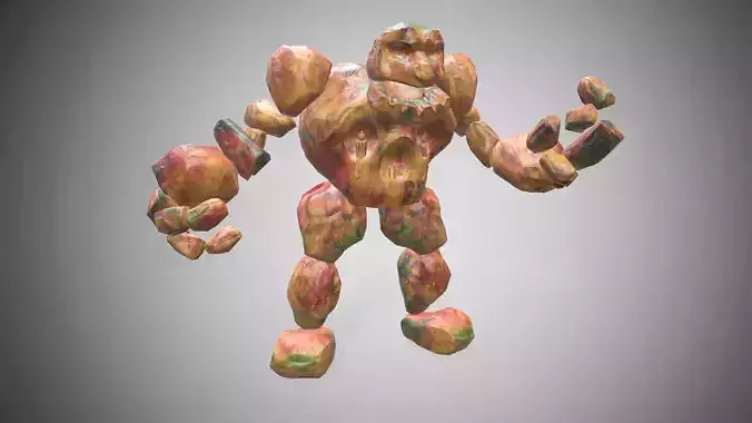 Golem - 4 set skins 18 animations Low-poly 3D model