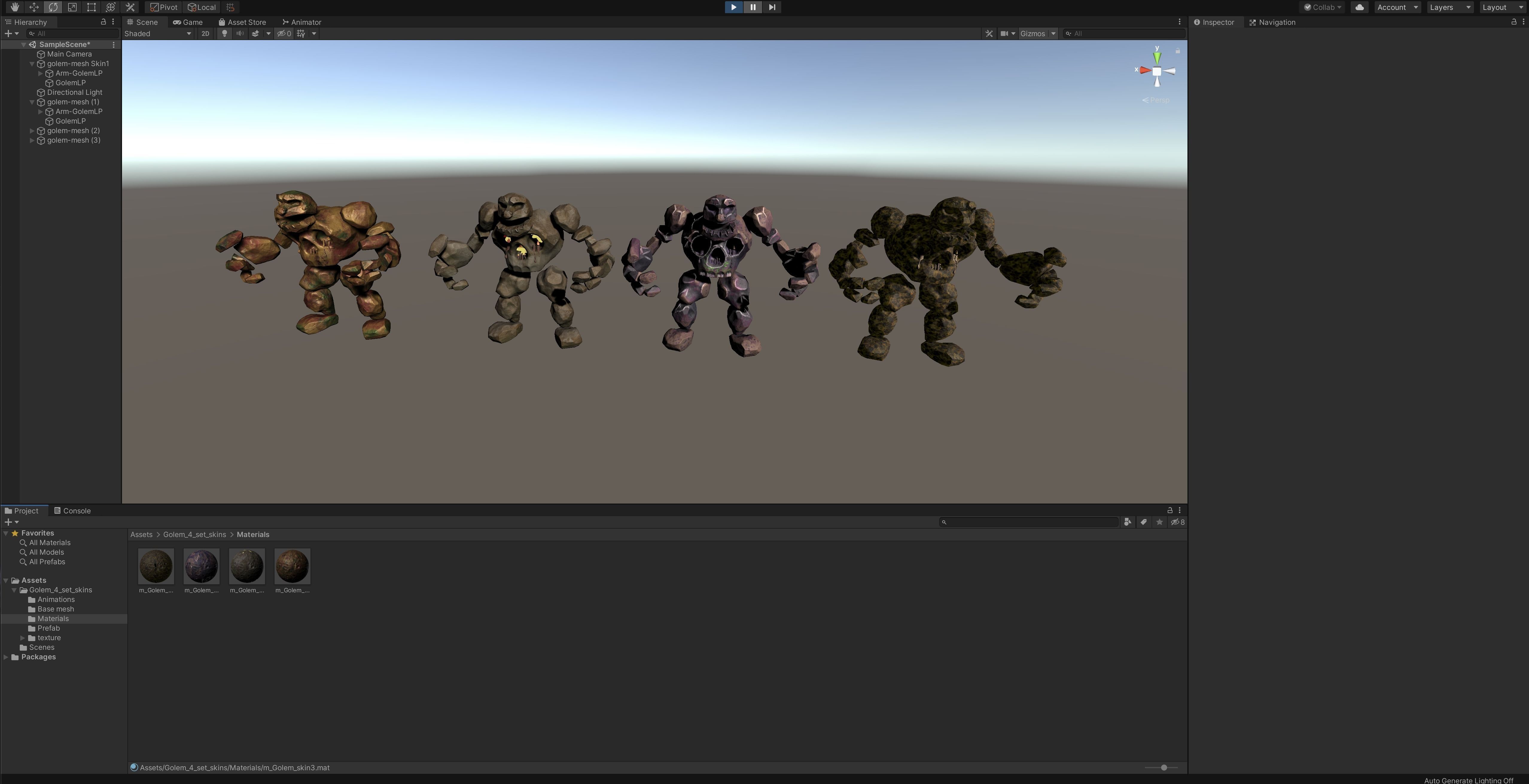 Golem - 4 set skins 18 animations Low-poly 3D model_17