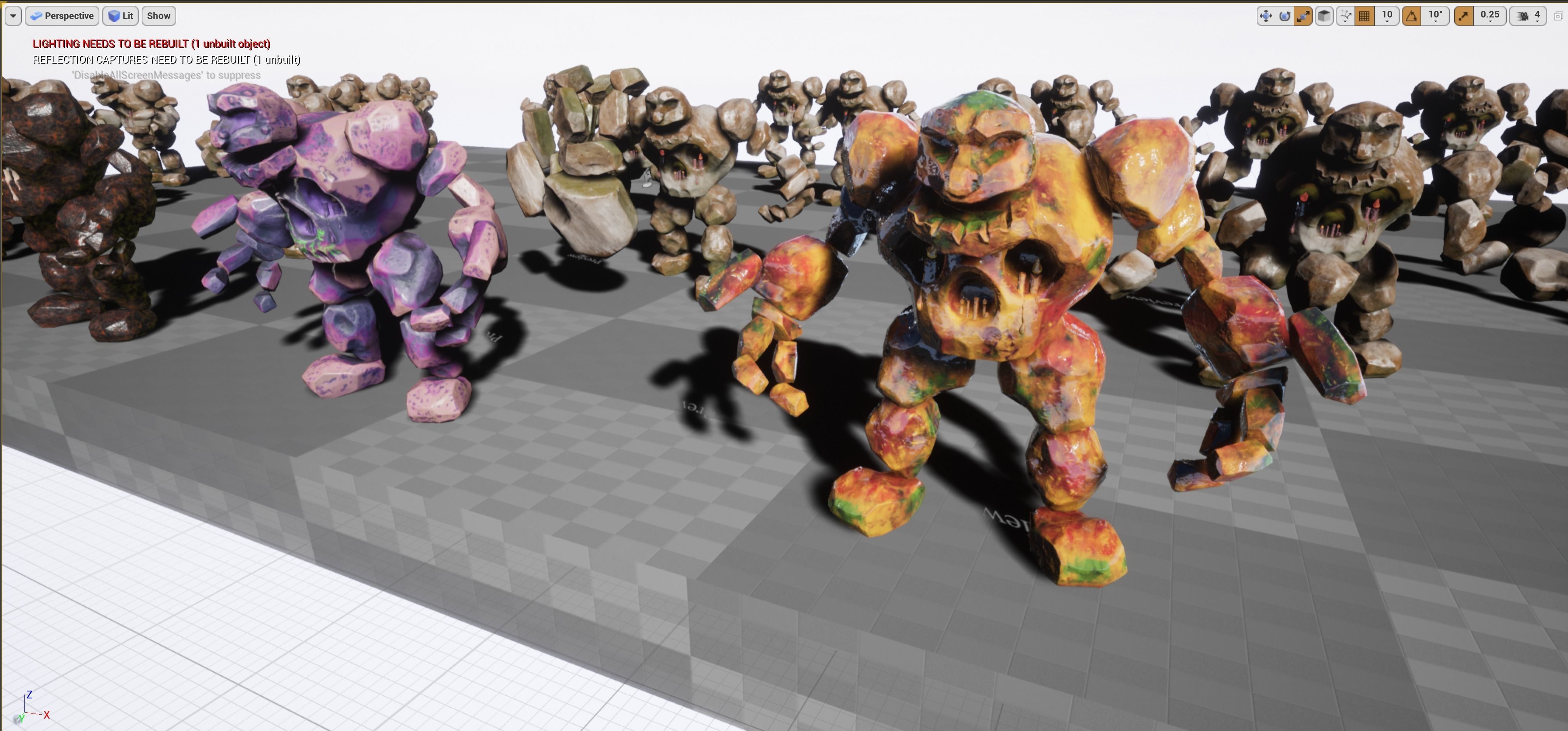 Golem - 4 set skins 18 animations Low-poly 3D model_13