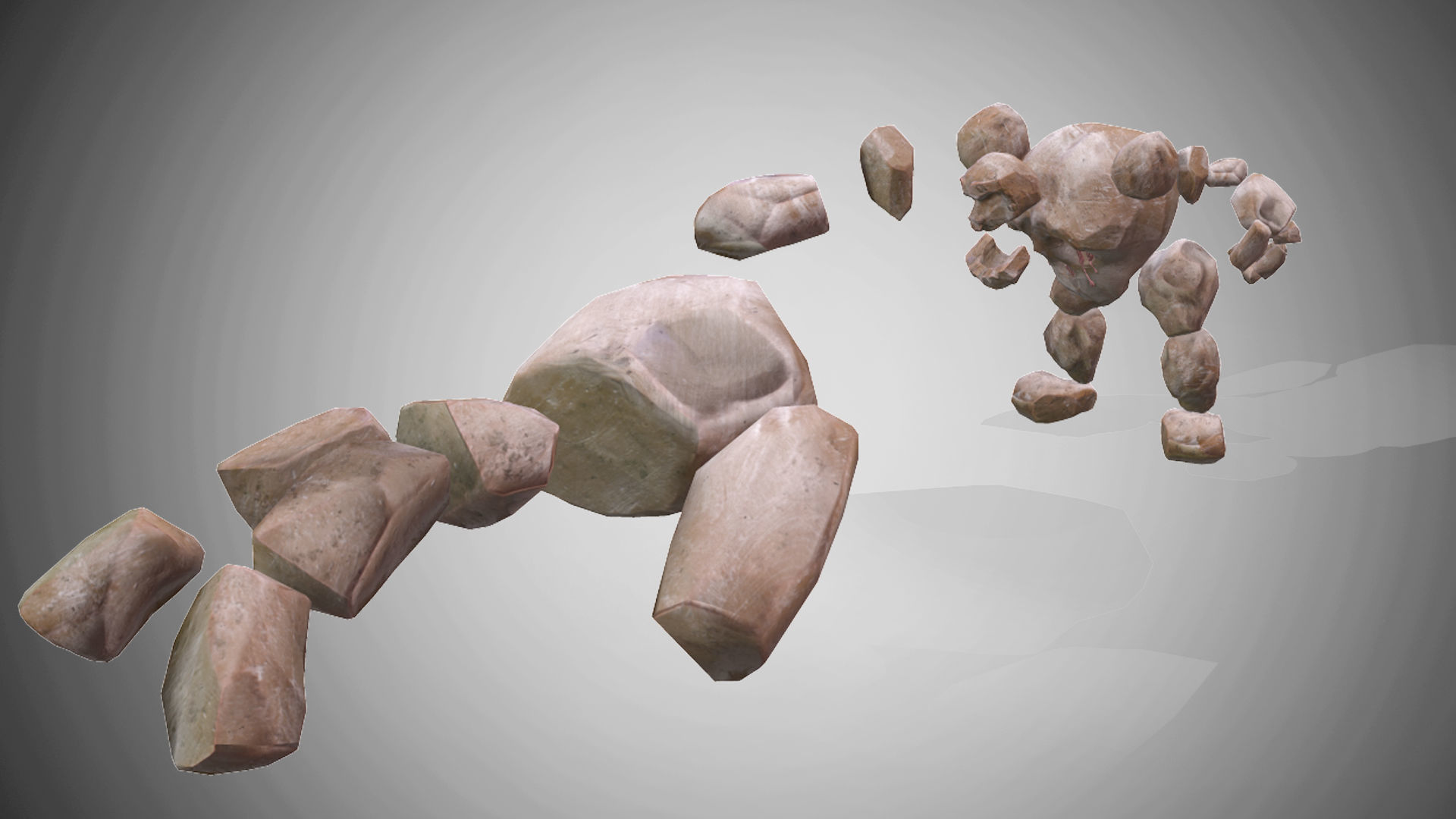 Golem - 4 set skins 18 animations Low-poly 3D model_9