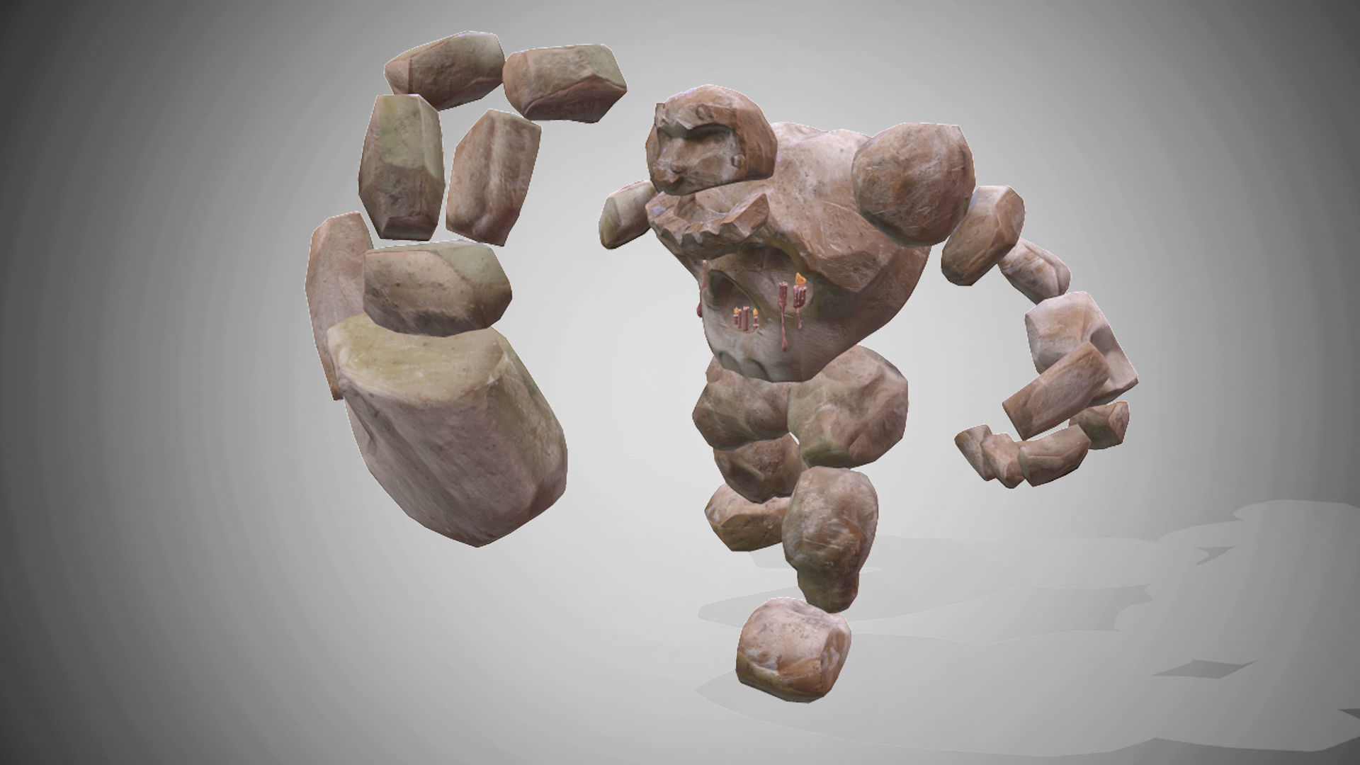 Golem - 4 set skins 18 animations Low-poly 3D model_4