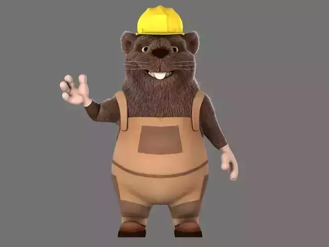 Squirrel 3d model beaver wearing hard hat 3D model