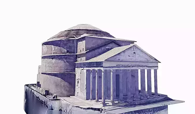 The Pantheon paper temple of person Low-poly 3D model