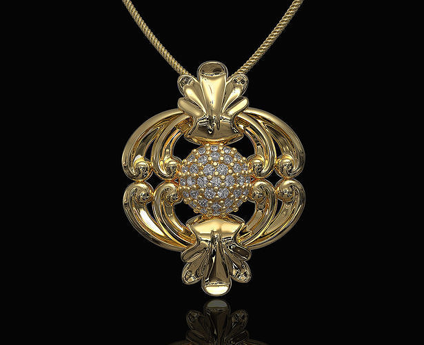 Pendant with Central ball of gems 3D print model