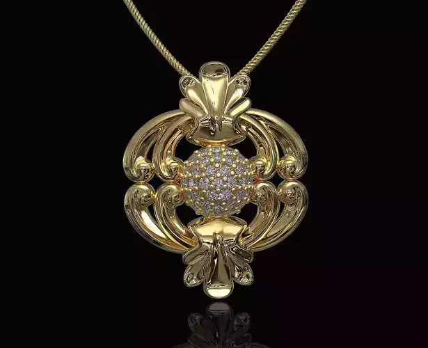 Pendant with Central ball of gems