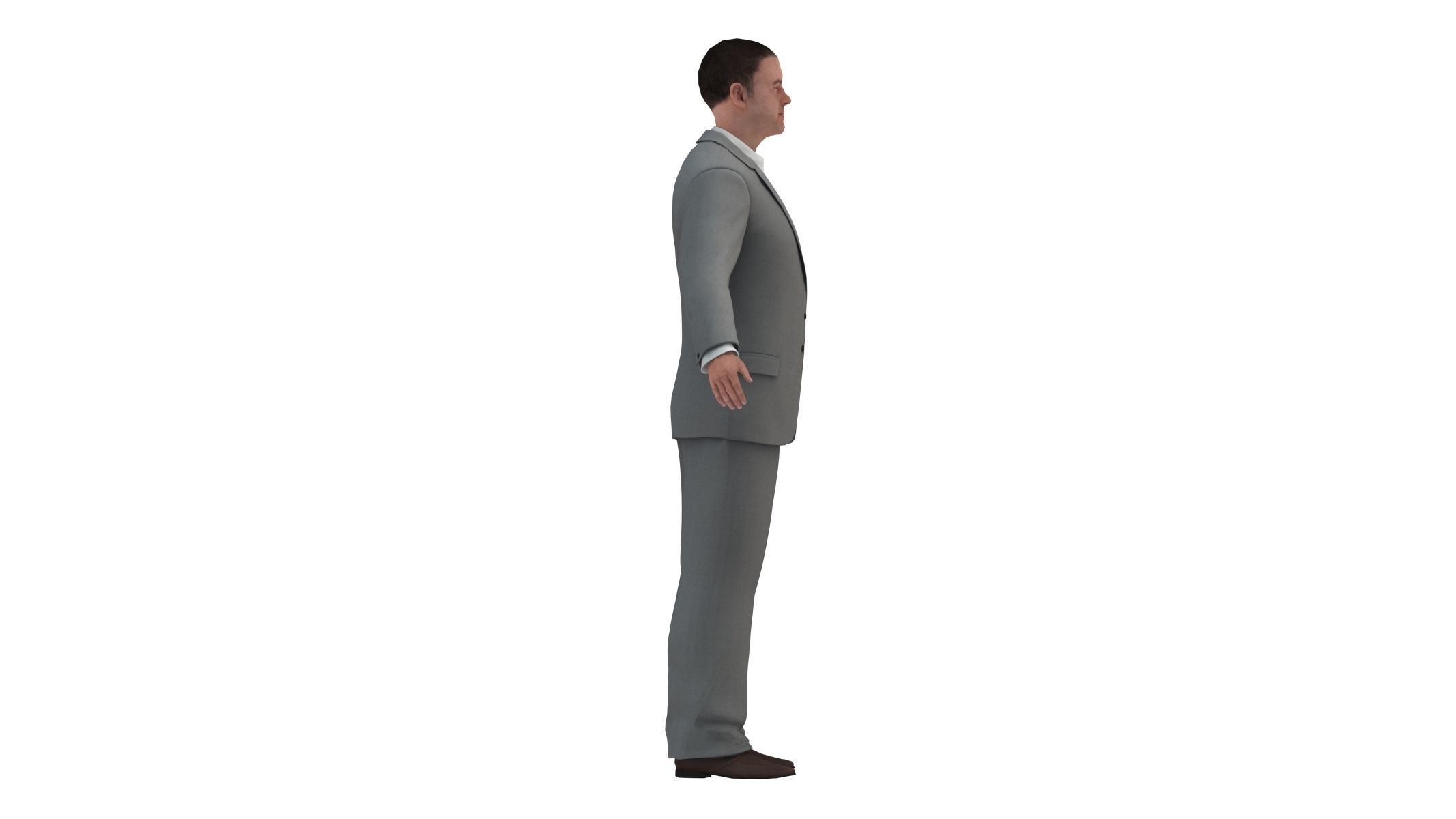 Businessman in a Grey Suit Low Poly Low-poly 3D model_2