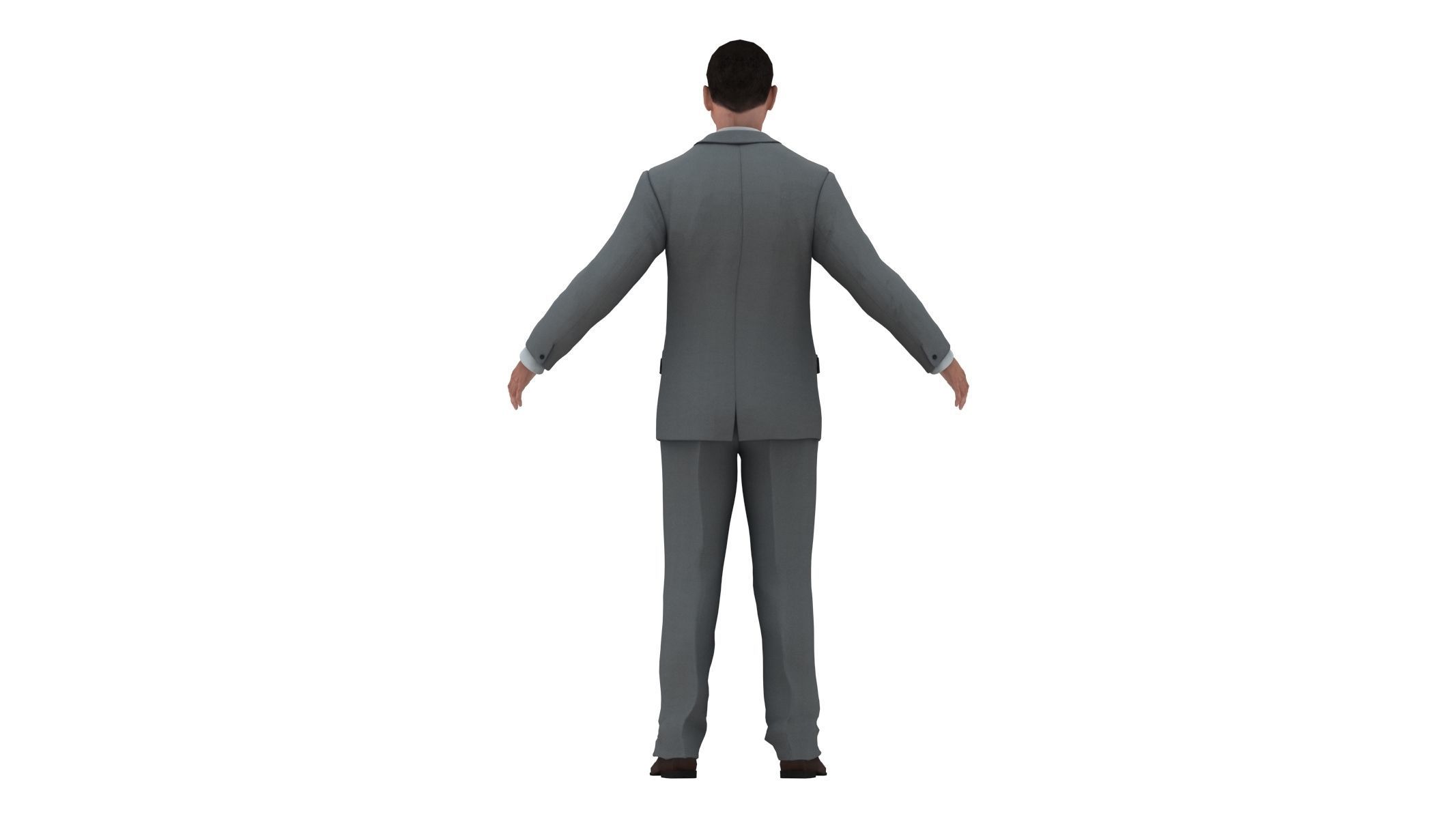 Businessman in a Grey Suit Low Poly Low-poly 3D model_4