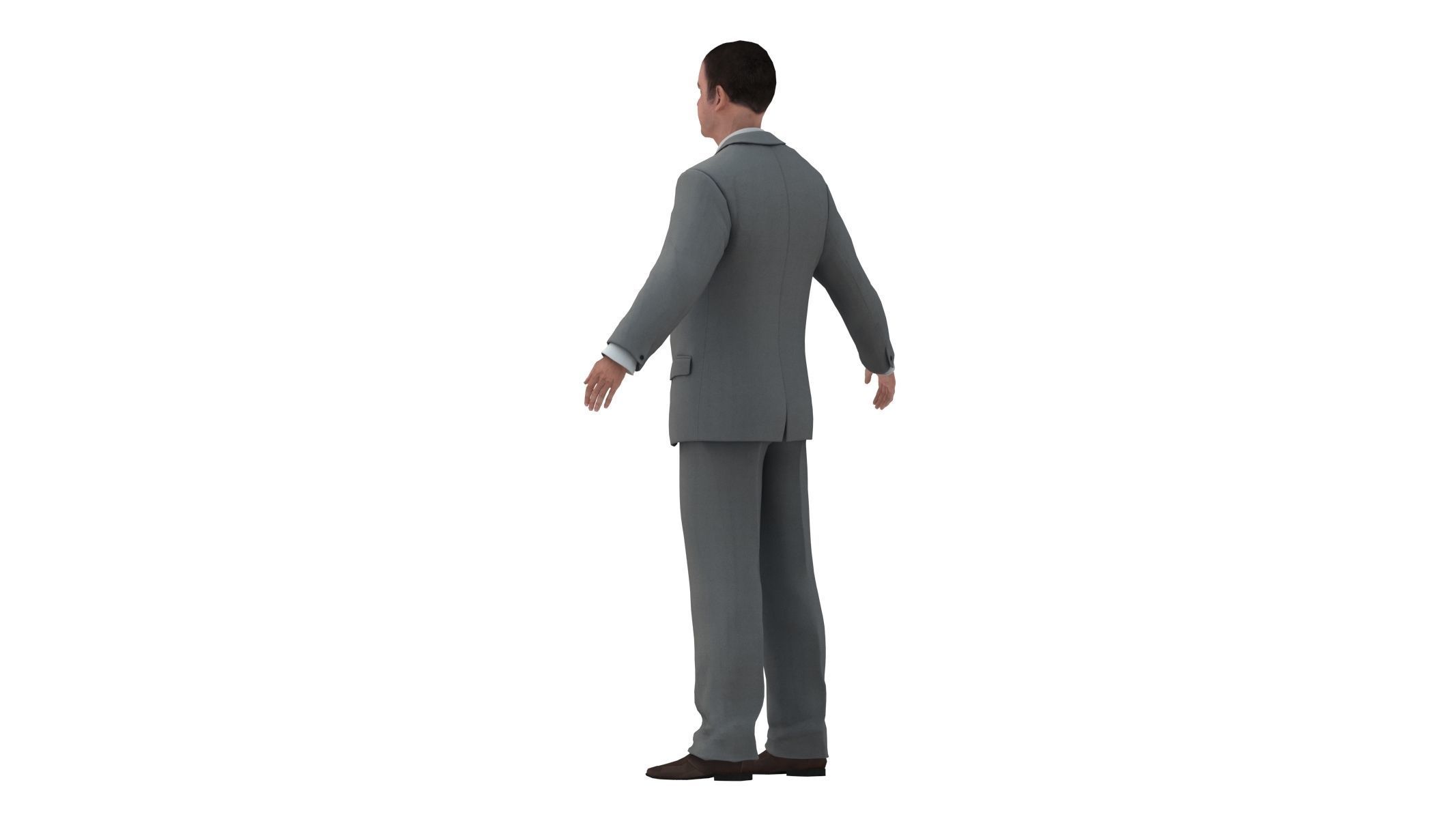 Businessman in a Grey Suit Low Poly Low-poly 3D model_5