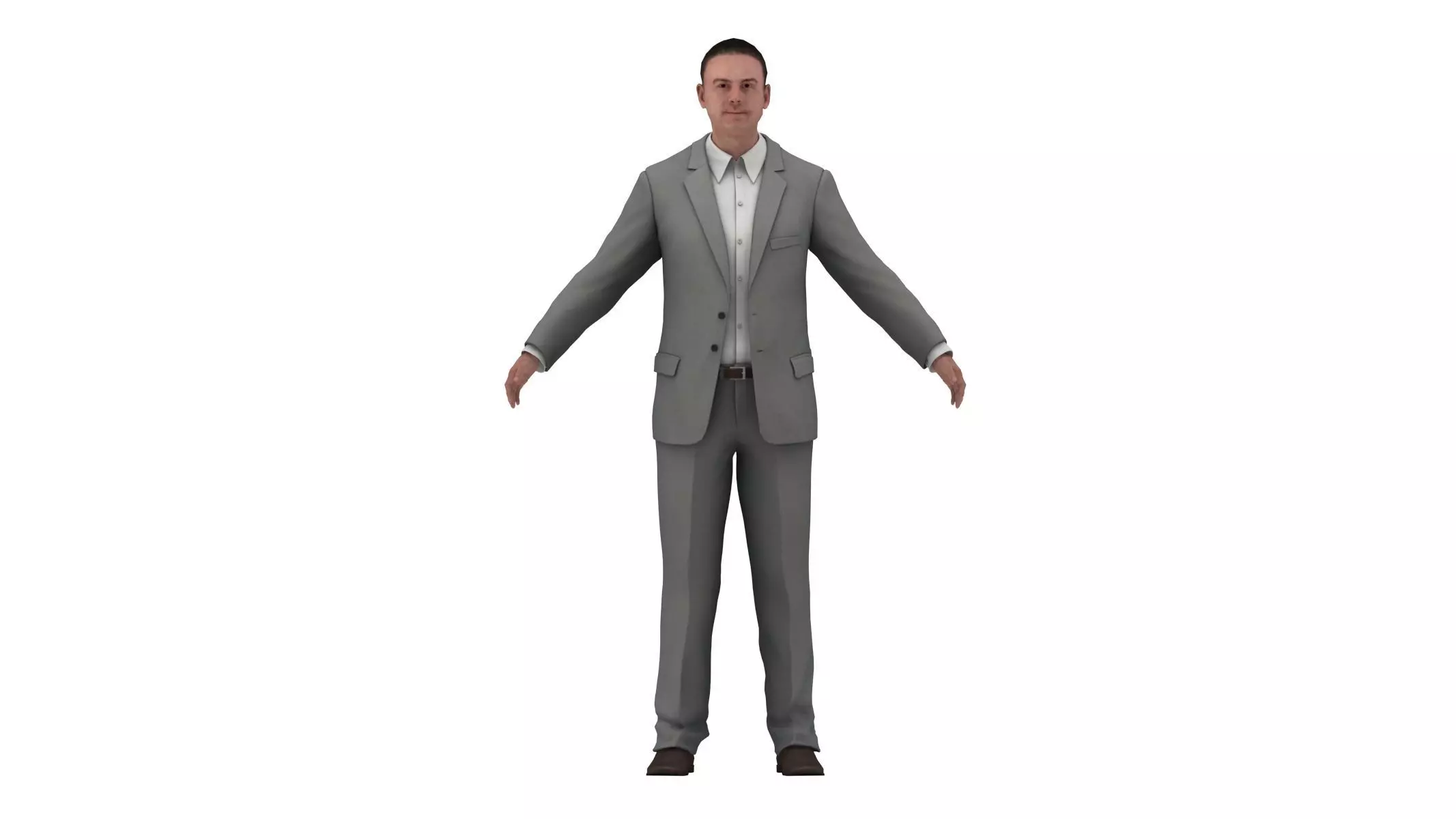 Businessman in a Grey Suit Low Poly Low-poly 3D model_0