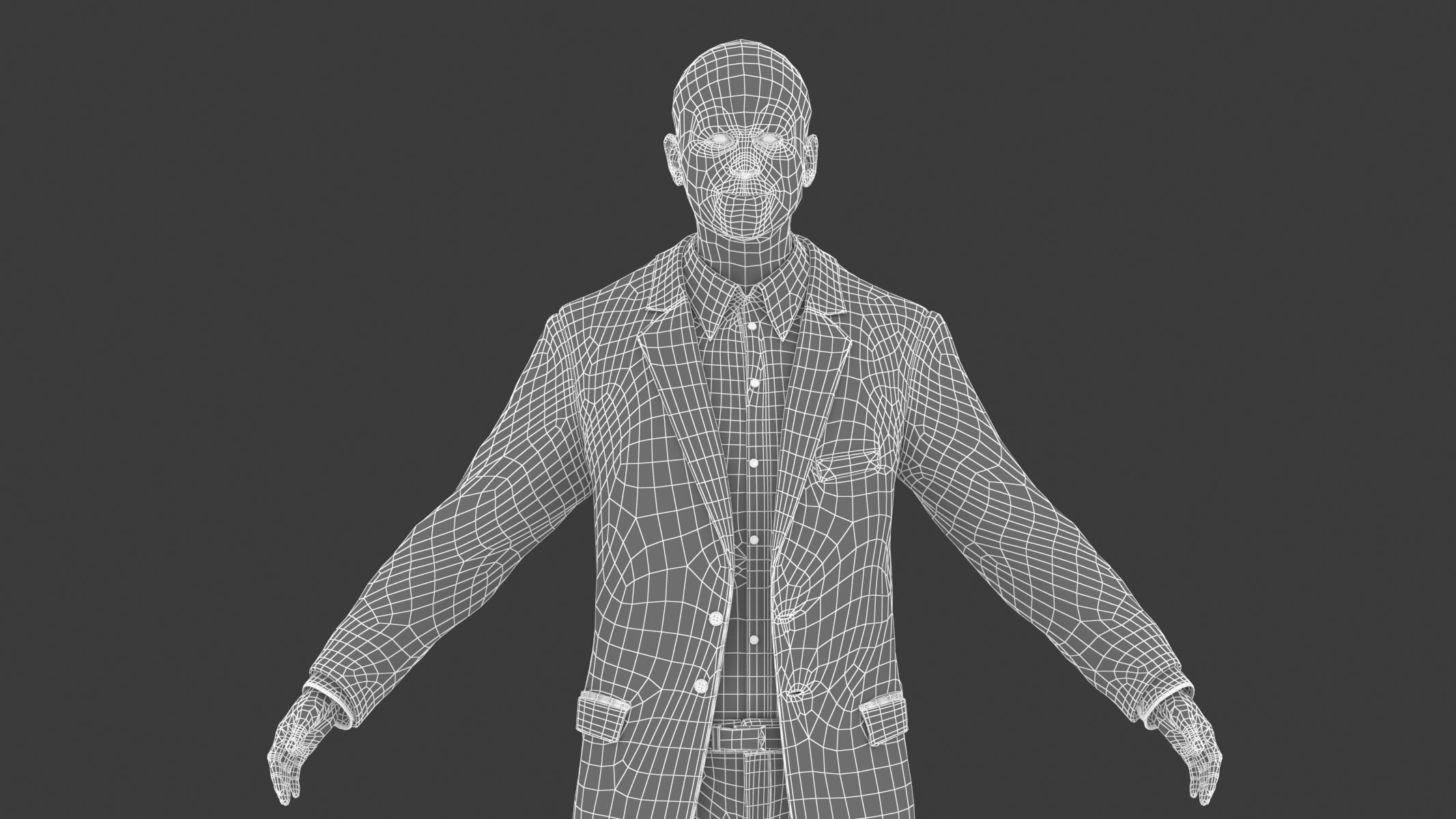 Businessman in a Grey Suit Low Poly Low-poly 3D model_30