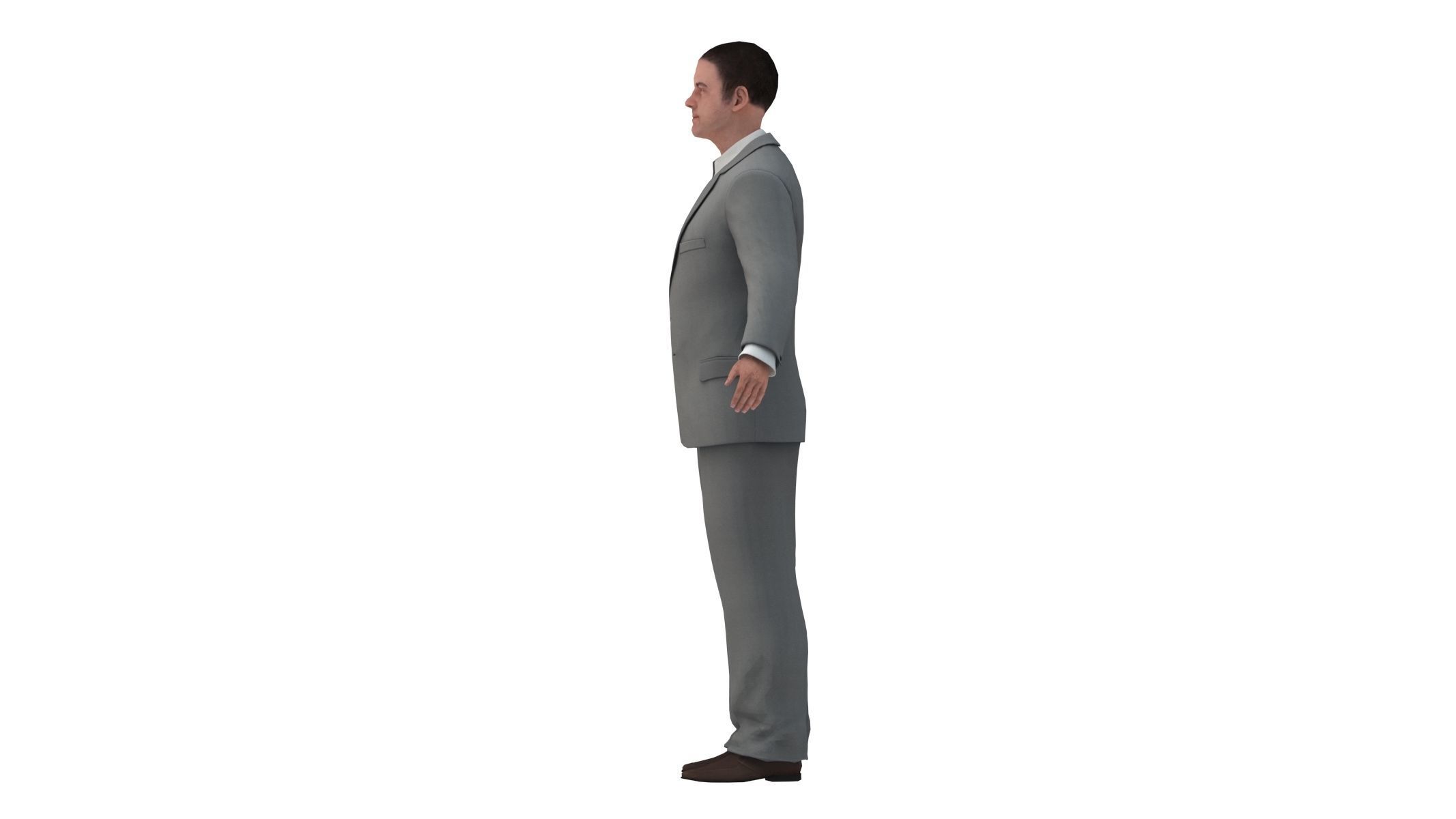 Businessman in a Grey Suit Low Poly Low-poly 3D model_6