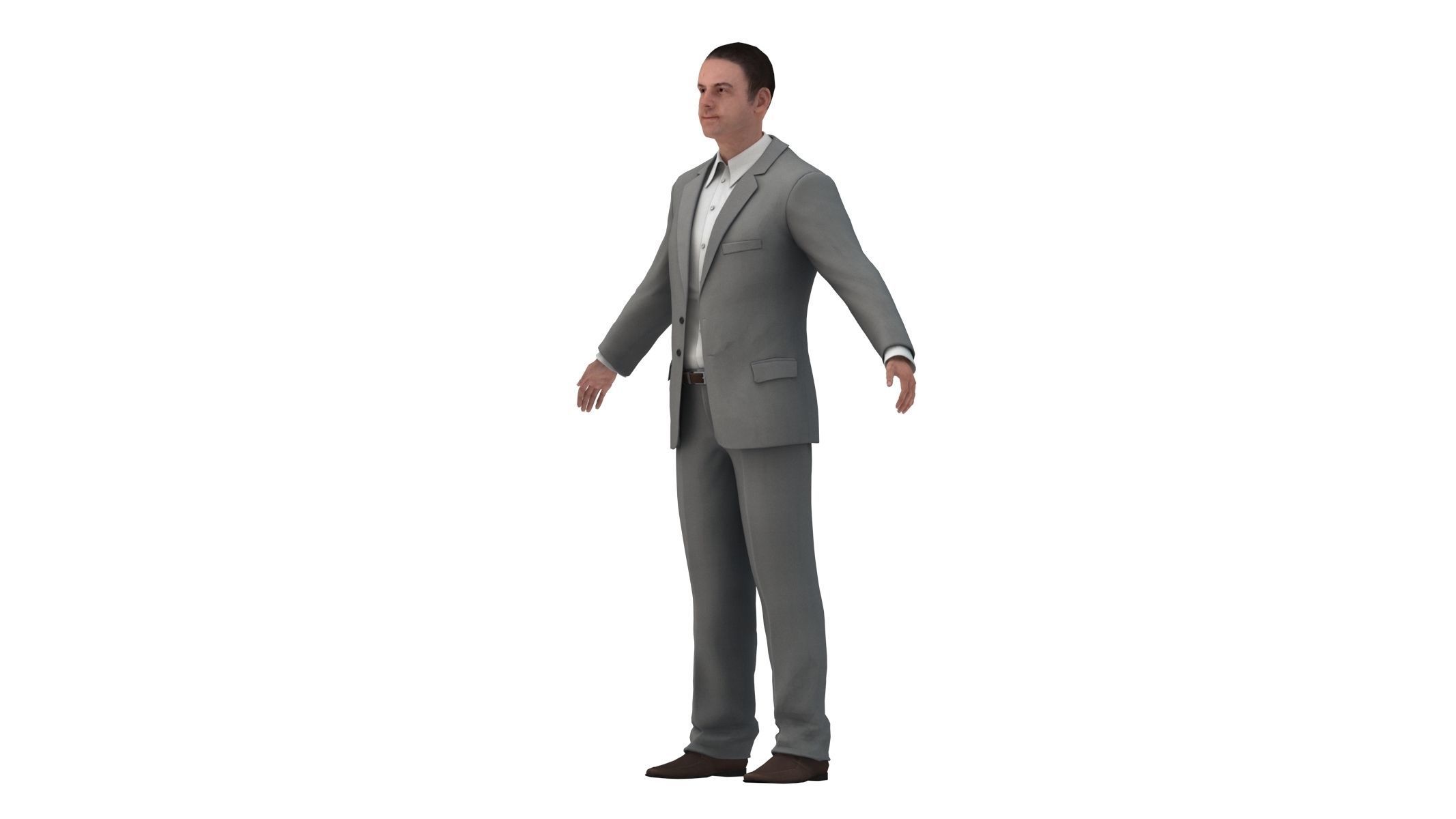Businessman in a Grey Suit Low Poly Low-poly 3D model_7