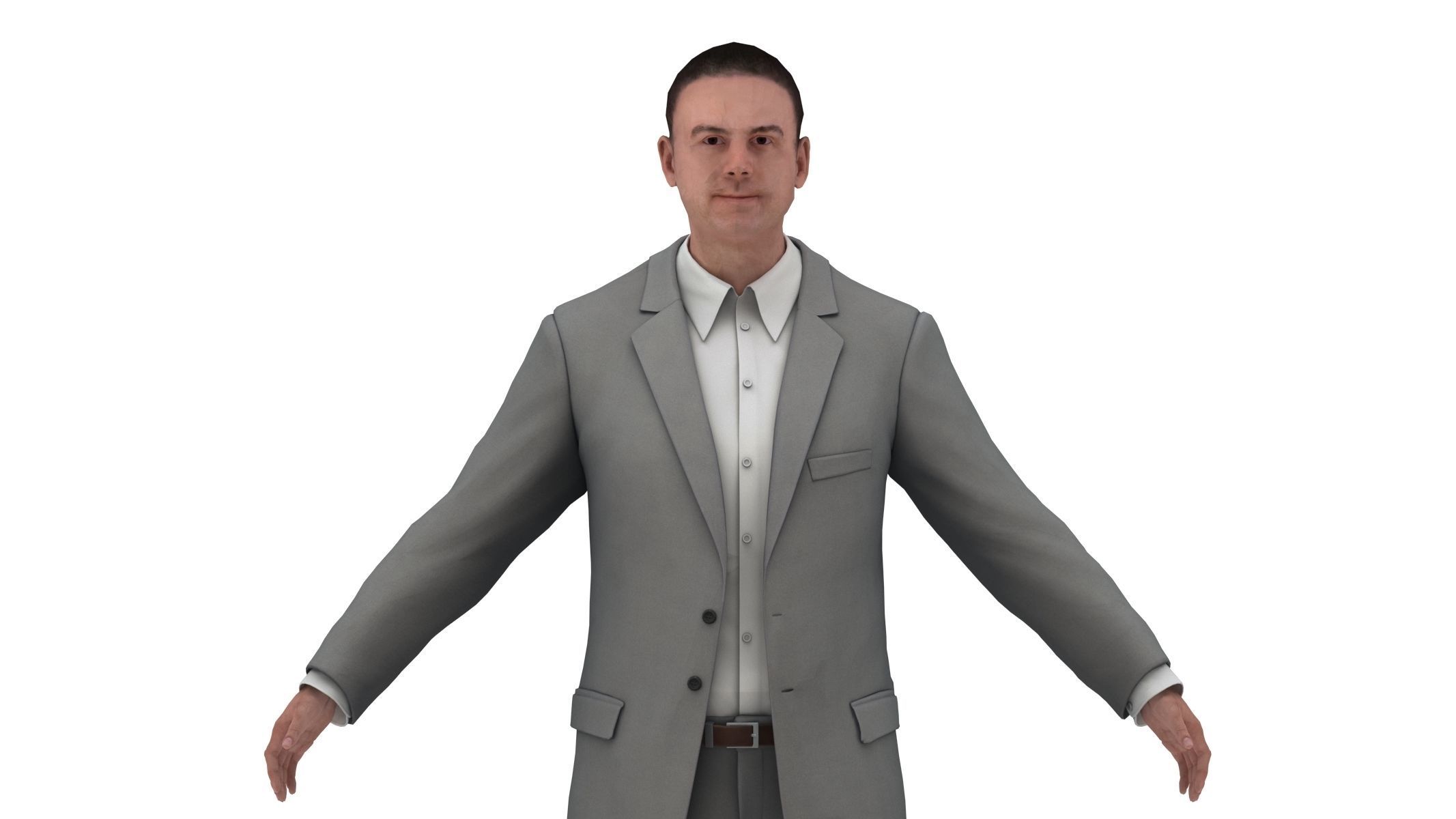 Businessman in a Grey Suit Low Poly Low-poly 3D model_10