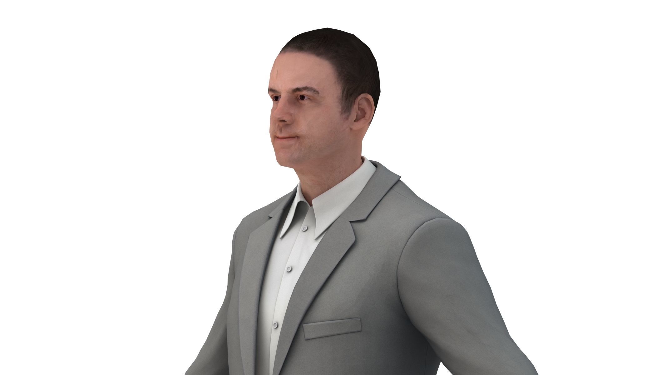 Businessman in a Grey Suit Low Poly Low-poly 3D model_17